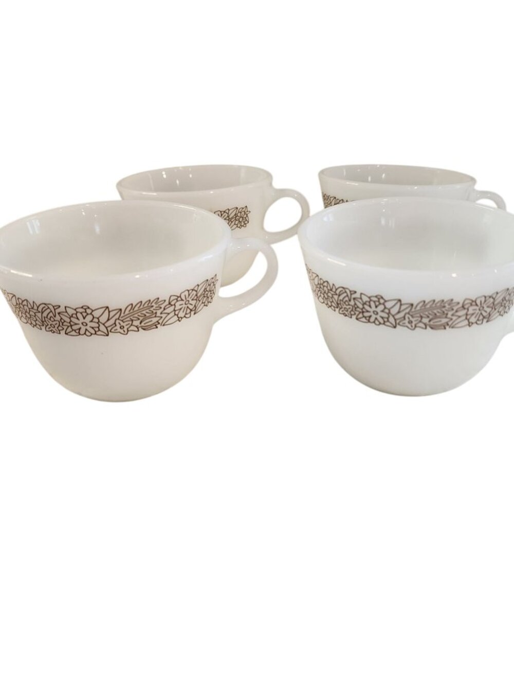 Pyrex Woodland MIlk Glass Coffee Cups Set of 4